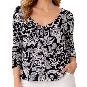 RAFAELLA Black & White Printed Top